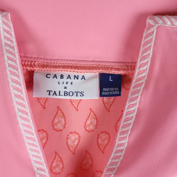 Cabana Life x Talbots Pink Tunic Bathing Suit Cover Up Swim Dress Resortwear L - Picture 4 of 9